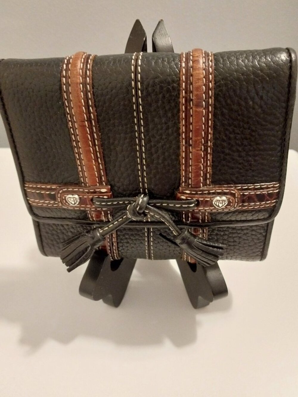 💗Brighton Wallet Black-Brown Leather Small 5x4.5 Excellent💗
